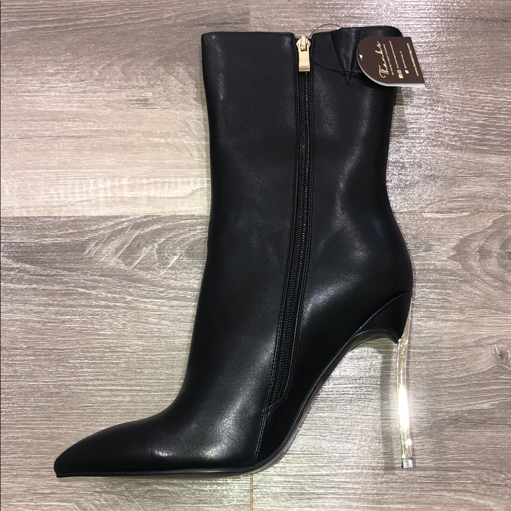 London Rag Serpens Chic Black Heeled Blade Boots New